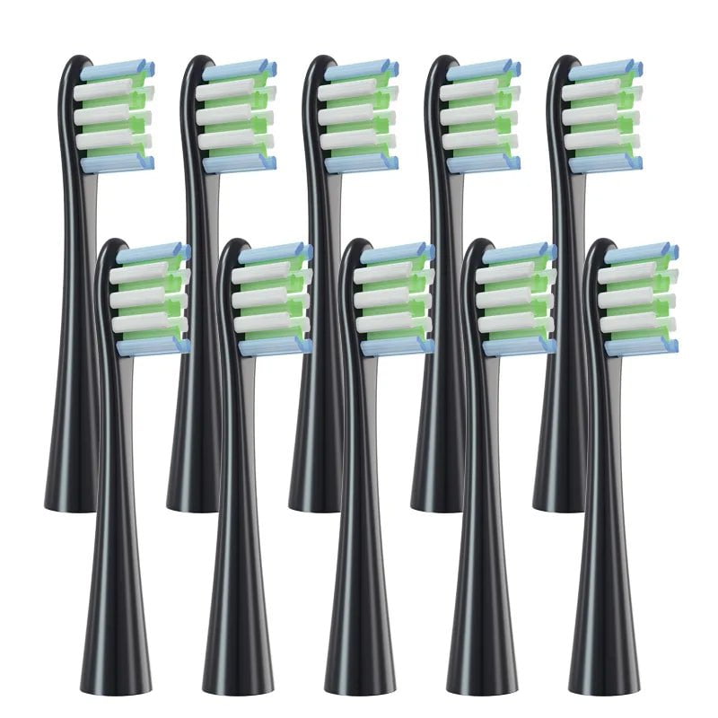 Storazone 10pcs Black 10pcs Replacement Heads For Oclean Flow/X/ X PRO/ Z1/ F1/ One/ Air 2 /SE Brush Heads Soft DuPont Sonic Toothbrush Vacuum Bristle