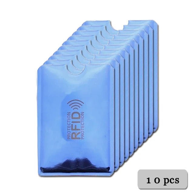 Storazone 10pcs Blue Anti Rfid Card Holder Blocking Reader Lock Bank Card ID Card Case Protector Metal Credit Card Holder Aluminium Case