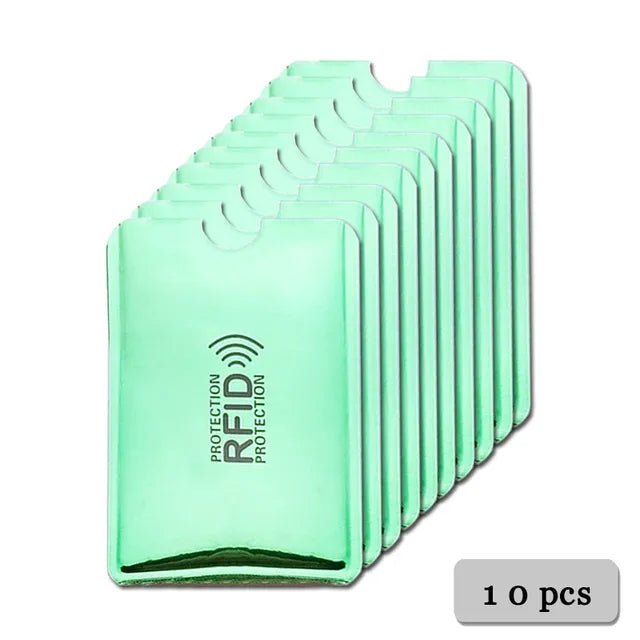 Storazone 10pcs Green Anti Rfid Card Holder Blocking Reader Lock Bank Card ID Card Case Protector Metal Credit Card Holder Aluminium Case