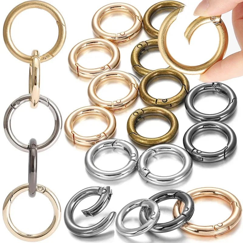 Storazone 10Pcs/lot O Round Bag Buckle Metal Clasps Buckles Spring Circular Carabiner Snap Hook Spring Keyring DIY Jewelry Bag Accessories