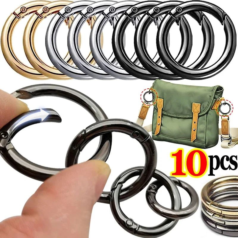 Storazone 10Pcs/lot O Round Bag Buckle Metal Clasps Buckles Spring Circular Carabiner Snap Hook Spring Keyring DIY Jewelry Bag Accessories