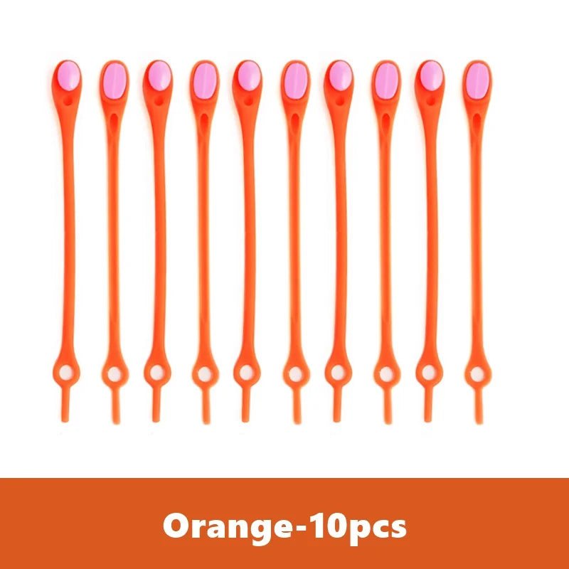 Storazone 10pcs-orange Unisex Tie-Free Silicone Shoelaces Round Elastic Shoe Laces Special No Tie Shoelace for Men Women Lacing Rubber Zapatillas