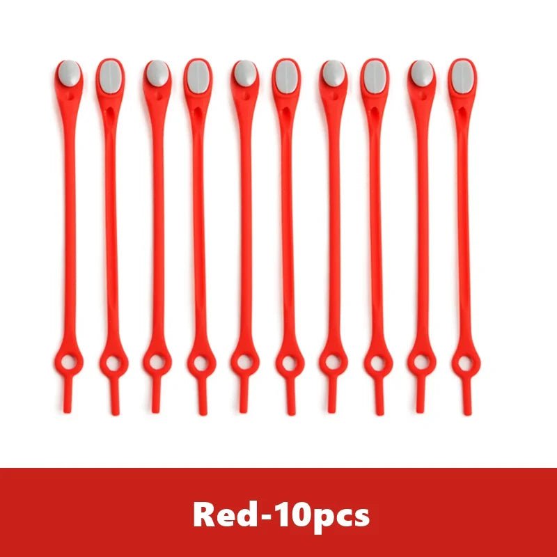 Storazone 10pcs-red Unisex Tie-Free Silicone Shoelaces Round Elastic Shoe Laces Special No Tie Shoelace for Men Women Lacing Rubber Zapatillas