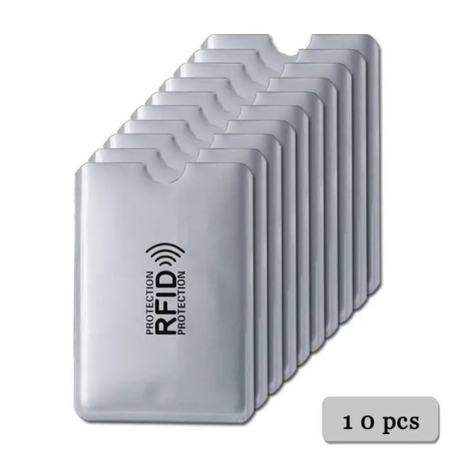 Storazone 10pcs Silver Anti Rfid Card Holder Blocking Reader Lock Bank Card ID Card Case Protector Metal Credit Card Holder Aluminium Case