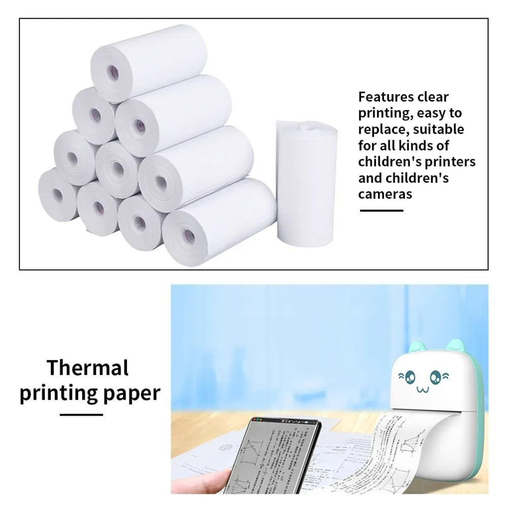 Storazone 10PCS White 10Rolls 57x25 MM Thermal Paper White Children Camera Instant Print Kids Camera Printing Paper Replacement Accessories Parts