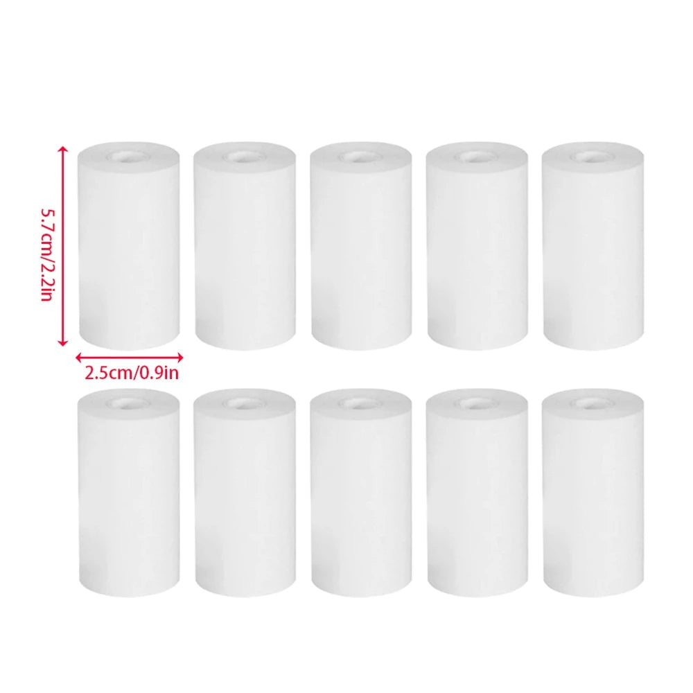 Storazone 10PCS White 10Rolls 57x25 MM Thermal Paper White Children Camera Instant Print Kids Camera Printing Paper Replacement Accessories Parts