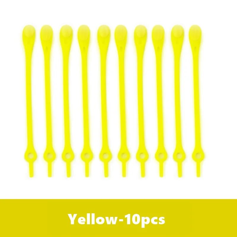 Storazone 10pcs-yellow Unisex Tie-Free Silicone Shoelaces Round Elastic Shoe Laces Special No Tie Shoelace for Men Women Lacing Rubber Zapatillas