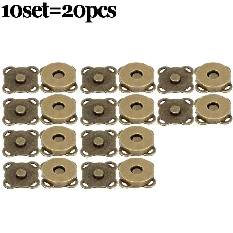 Storazone 10set-bronze / 18mm 1/10Sets Magnetic Snap Fasteners Clasps Buttons Handbag Purse Wallet Craft Bags Parts Mini Adsorption Buckle 14/18mm Wholesale