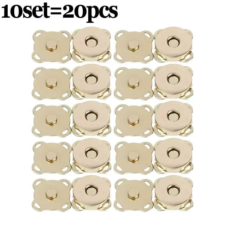 Storazone 10set-gold / 18mm 1/10Sets Magnetic Snap Fasteners Clasps Buttons Handbag Purse Wallet Craft Bags Parts Mini Adsorption Buckle 14/18mm Wholesale