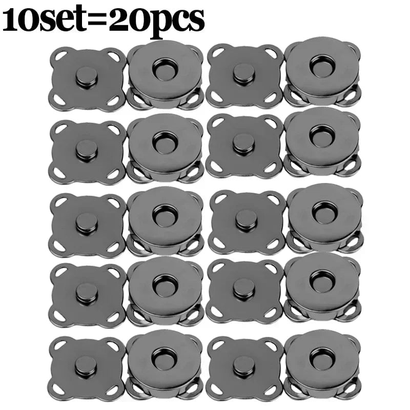 Storazone 10set-gun black / 18mm 1/10Sets Magnetic Snap Fasteners Clasps Buttons Handbag Purse Wallet Craft Bags Parts Mini Adsorption Buckle 14/18mm Wholesale