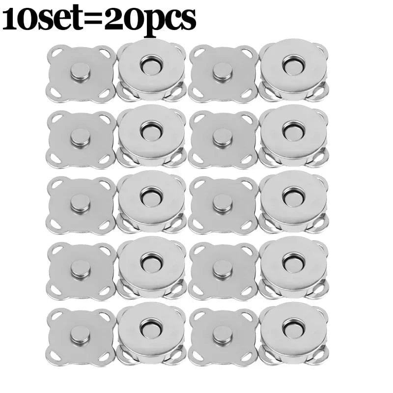 Storazone 10set-silver / 18mm 1/10Sets Magnetic Snap Fasteners Clasps Buttons Handbag Purse Wallet Craft Bags Parts Mini Adsorption Buckle 14/18mm Wholesale