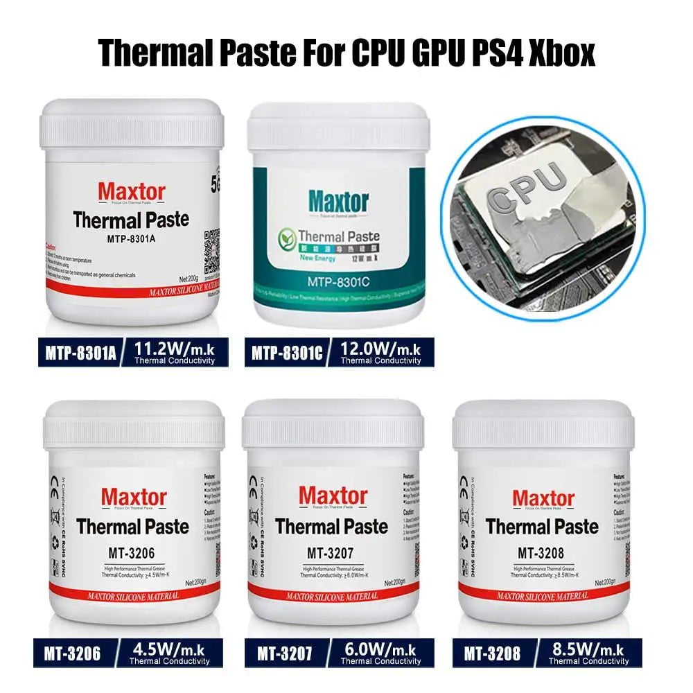 Storazone 11.2W/mk Thermal Paste Maxtor High Performance thermal Conductive Paste for Intel processor PC CPU GPU PS4 Computer 5G Cooling