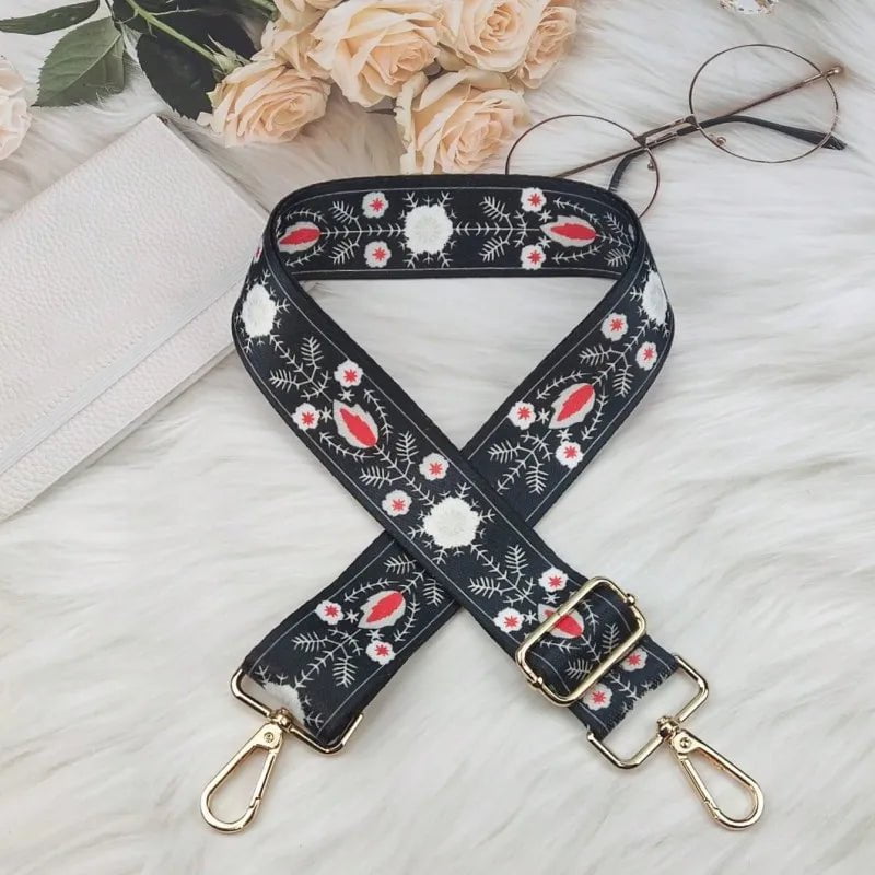 Storazone 11 / Gold buckle Women Colorful Fabric Shoulder Strap Lady Bag Accessories Adjustable Removable Wide Shoulder Crossbody Messenger Nylon Bag Strap