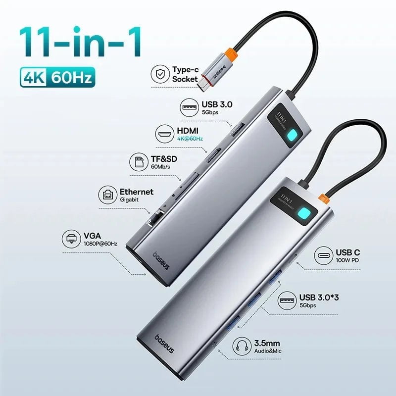 Storazone 11 in 1 60Hz USB 3.0 / Russian Federation Baseus 10Gbps USB C Hub Type C to HDMI-compatible USB Adapter Ethernet Port Docking Station for MacBook  Air M1 M2 USB Splitter