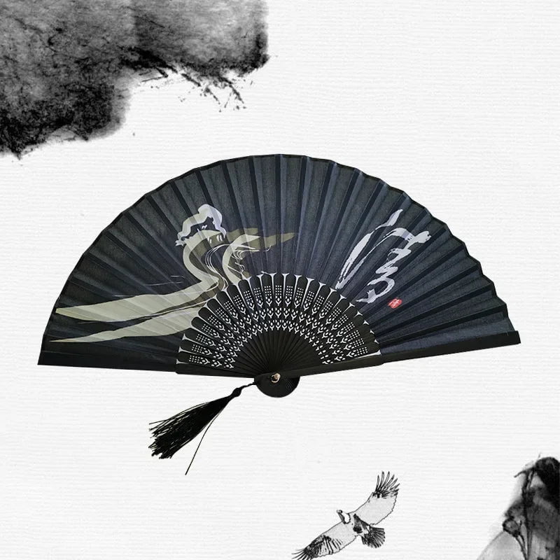 Storazone 12 Chinese Japanese Silk Folding Fan Wooden Shank Classical Dance Fan High Quality Tassel Elegent Female Fan Home Decoration