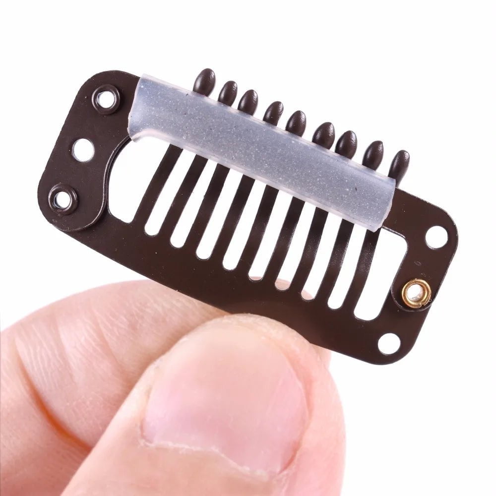 Storazone 12 pcs 32mm 9-teeth Hair Extension Clips Wig Clips Combs Snap Clips with Rubber for Hair Extension Toupee DIY