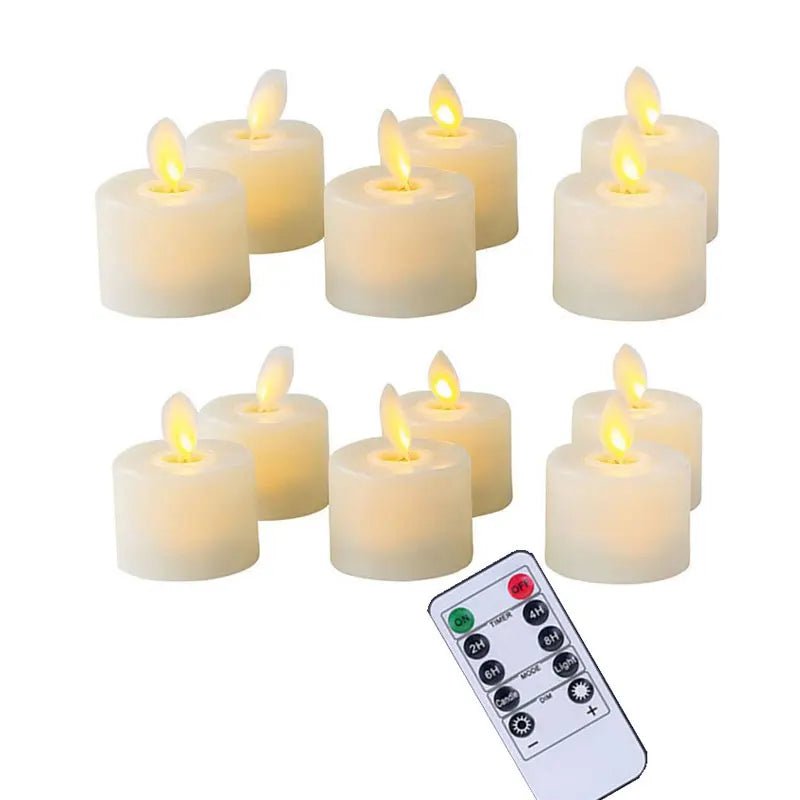 Storazone 12 pieces 4 or 6 Flameless Moving Wick Candles With Remote Control Realistic Christmas Church Wedding Fake Electronic Candle LED Wedding