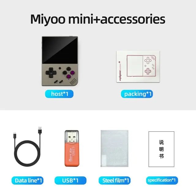 Storazone 128GB / Gray MIYOO Mini Plus Portable Retro Handheld Game Console V2 Mini+ 3.5 Inch IPS Screen Classic Video Game Console Linux System Gift