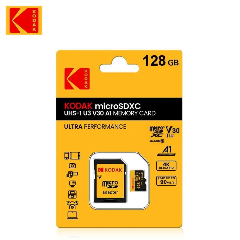 Storazone 128GB Kodak Micro SD Card Memory Card Class 10 32GB 64GB 128GB 256GB U3 4K High Speed Cartao De Memoria Flash Memory TF Mecard C10