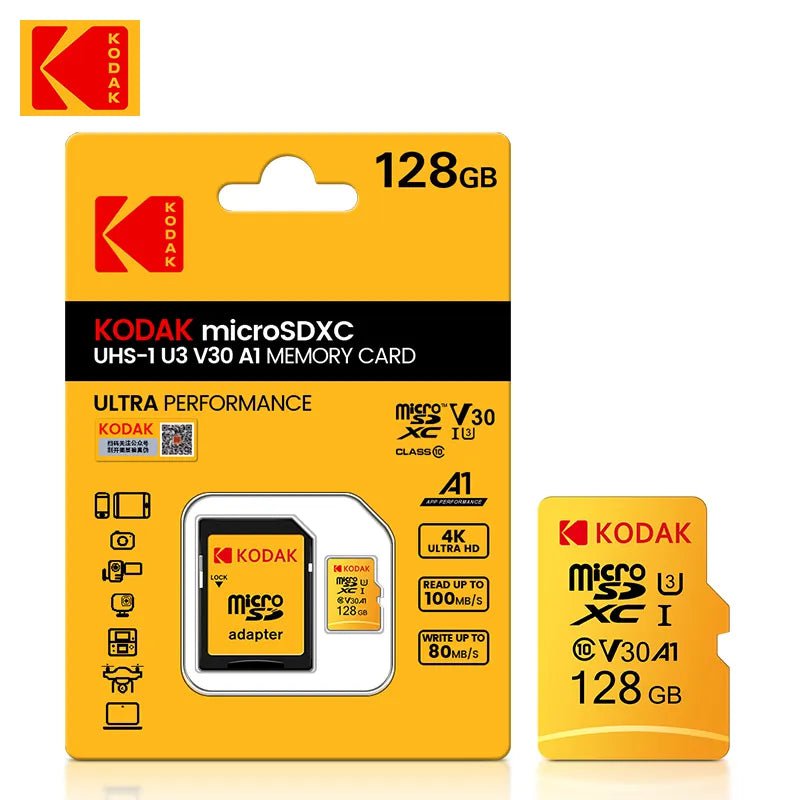 Storazone 128GB U3 KODAK EVO Plus 128GB Memory Card 256GB U3 4K Micro SD Card 64GB 32GB SDHC Microsd UHS-I C10 TF Trans Flash Microsd 100MB/S