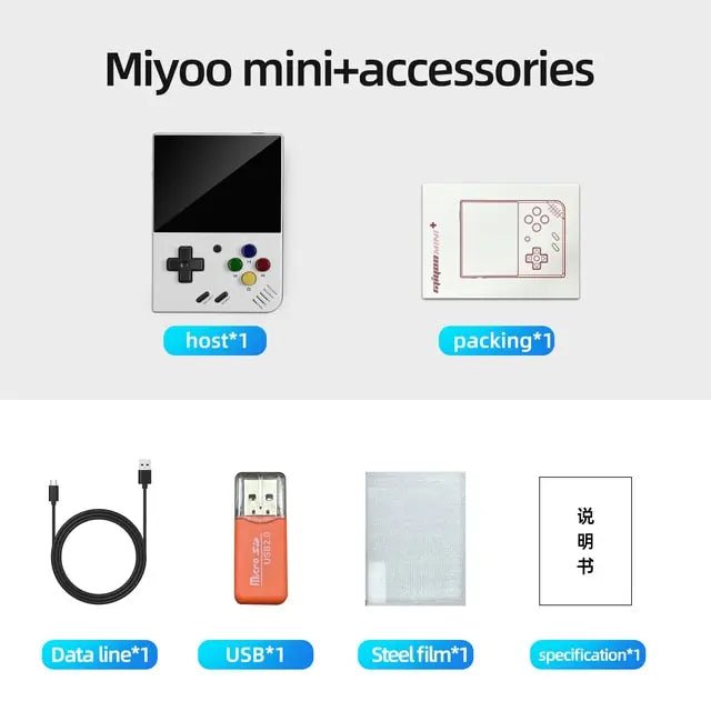 Storazone 128GB / White MIYOO Mini Plus Portable Retro Handheld Game Console V2 Mini+ 3.5 Inch IPS Screen Classic Video Game Console Linux System Gift