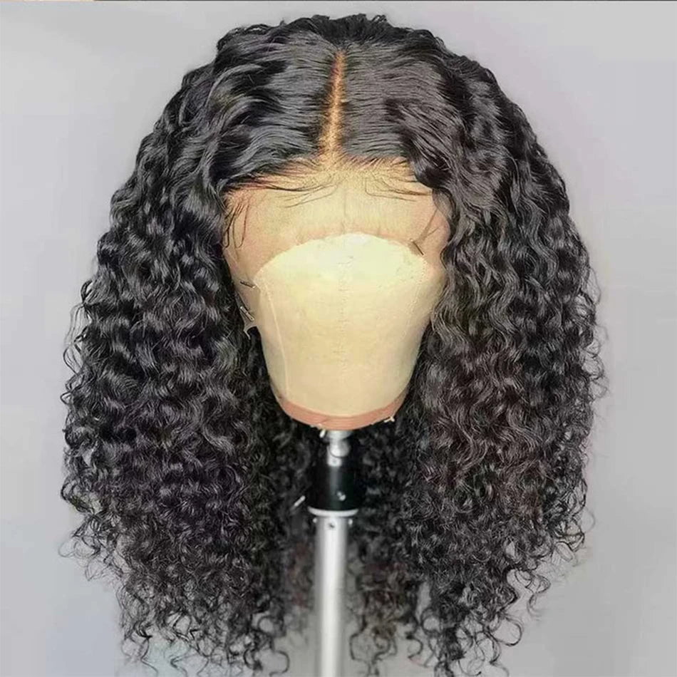 Storazone 12A Brazilian Kinky Curly Bob Wig Human Hair Lace Frontal Wigs 180 Density Wear and Go Glueless Wigs Water Wave Closure Wig