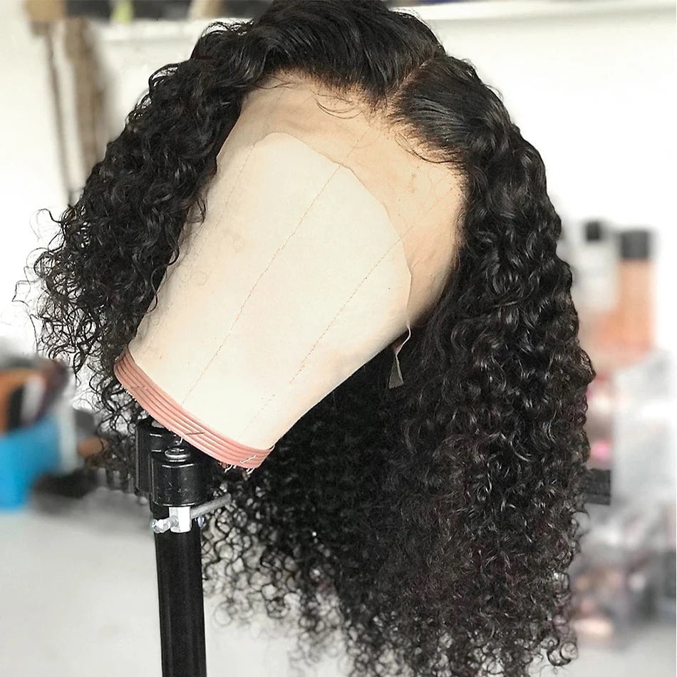 Storazone 12A Brazilian Kinky Curly Bob Wig Human Hair Lace Frontal Wigs 180 Density Wear and Go Glueless Wigs Water Wave Closure Wig