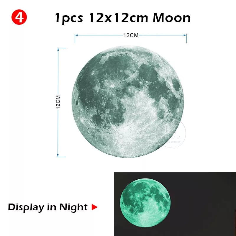 Storazone 12cm Moon Luminous Moon and Stars Wall Stickers for Kids Room Baby Nursery Home Decoration Wall Decals Glow in the Dark Bedroom Ceiling