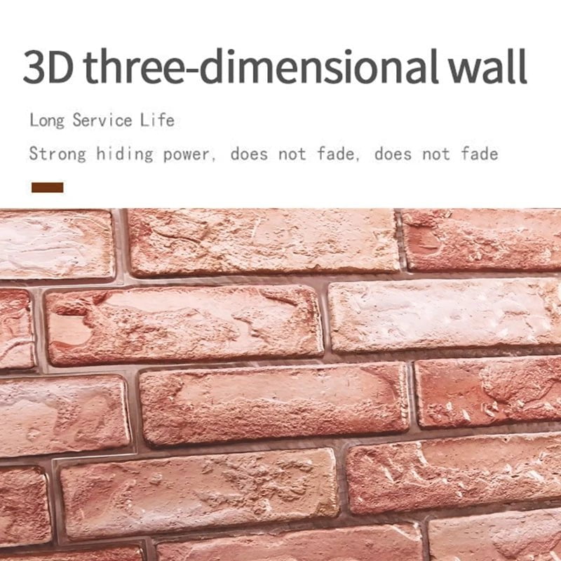 Storazone 12pcs 3D Brick Wall Sticker Self-Adhesive PVC Wallpaper for Bedroom Waterproof Oil-proof Kitchen Stickers DIY Home Wall Decor