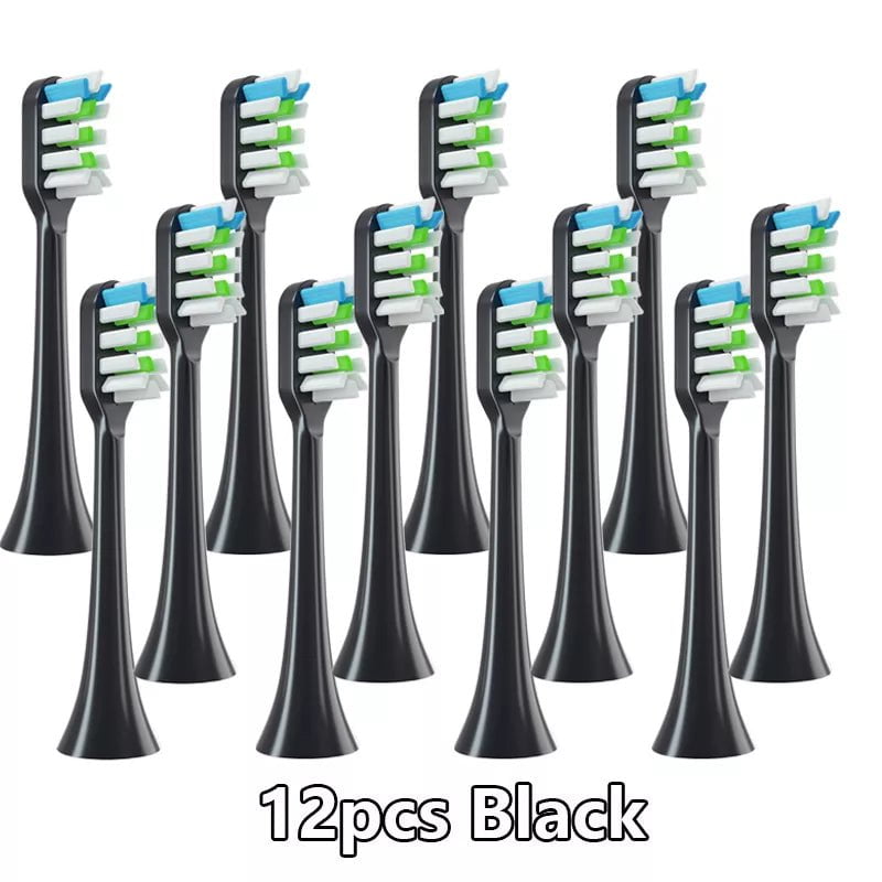 Storazone 12pcs Black 12pcs for SOOCAS X3/X3U/X5 Replacement Toothbrush Heads Clean Tooth Brush Heads Sonic Electric Toothbrush Soft Bristle Nozzles