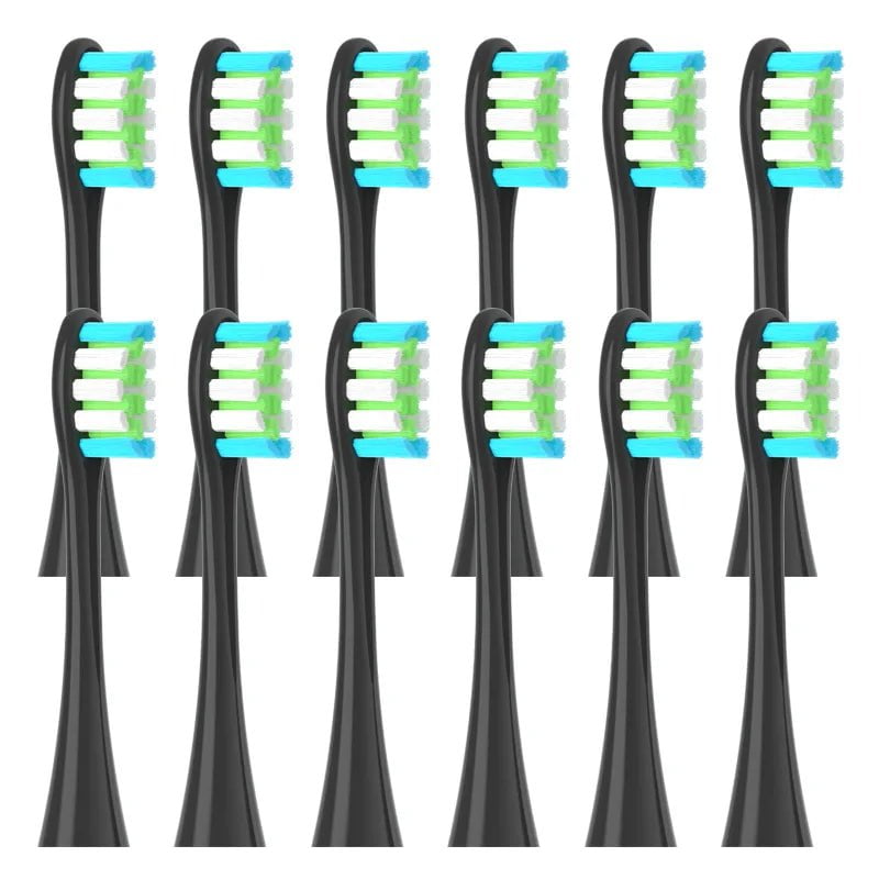 Storazone 12pcs Black 12PCS Replacement Brush Heads for Oclean X/ X PRO/ Z1/ F1/ One/ Air 2 /SE Sonic Electric Toothbrush DuPont Soft Bristle Nozzles