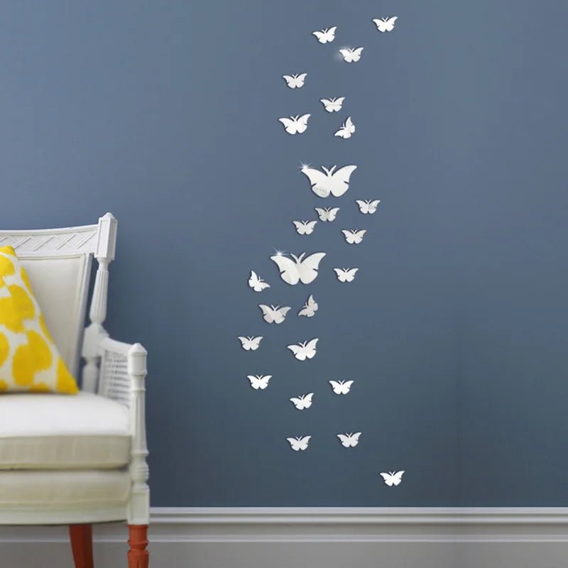 Storazone 12Pcs/lot 3D Butterfly Mirror Wall Sticker Decal Wall Art Removable Wedding Decoration Kids Room Decoration Sticker