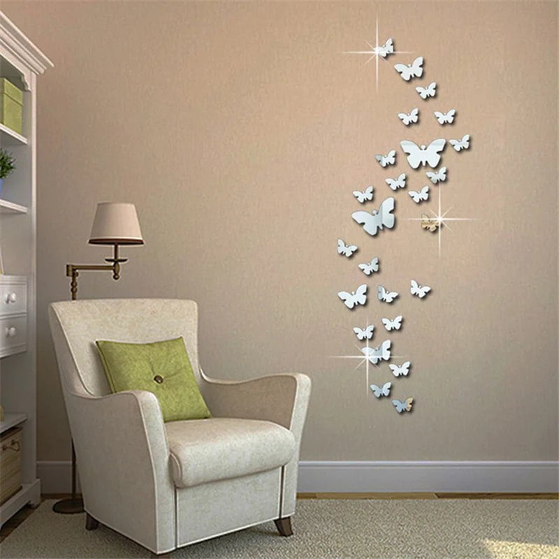 Storazone 12Pcs/lot 3D Butterfly Mirror Wall Sticker Decal Wall Art Removable Wedding Decoration Kids Room Decoration Sticker