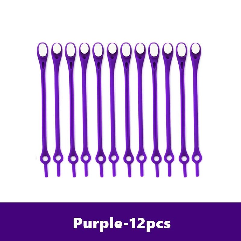 Storazone 12pcs-purple Unisex Tie-Free Silicone Shoelaces Round Elastic Shoe Laces Special No Tie Shoelace for Men Women Lacing Rubber Zapatillas