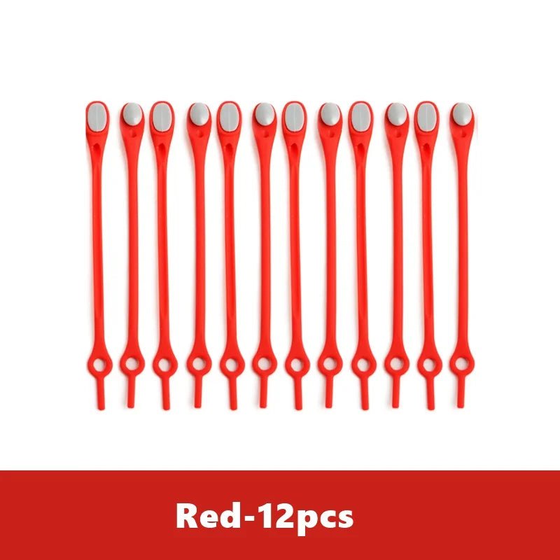 Storazone 12pcs-red Unisex Tie-Free Silicone Shoelaces Round Elastic Shoe Laces Special No Tie Shoelace for Men Women Lacing Rubber Zapatillas