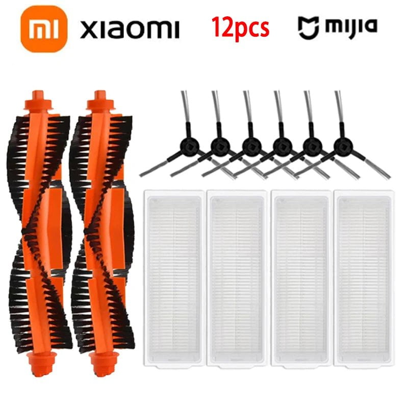 Storazone 12PCS Xiaomi Mijia Mi Robot Vacuum-Mop Pro STYTJ02YM 2S / 3C / Conga 3490 Viomi V2 PRO V3 SE Main Side Brush Hepa Filter Mop Part