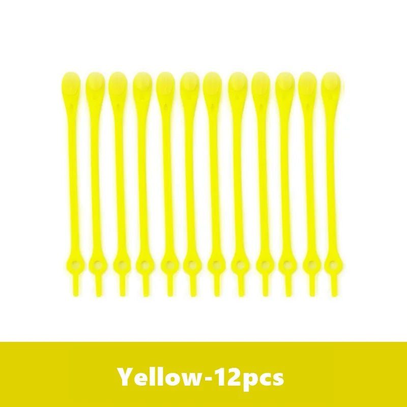 Storazone 12pcs-yellow Unisex Tie-Free Silicone Shoelaces Round Elastic Shoe Laces Special No Tie Shoelace for Men Women Lacing Rubber Zapatillas