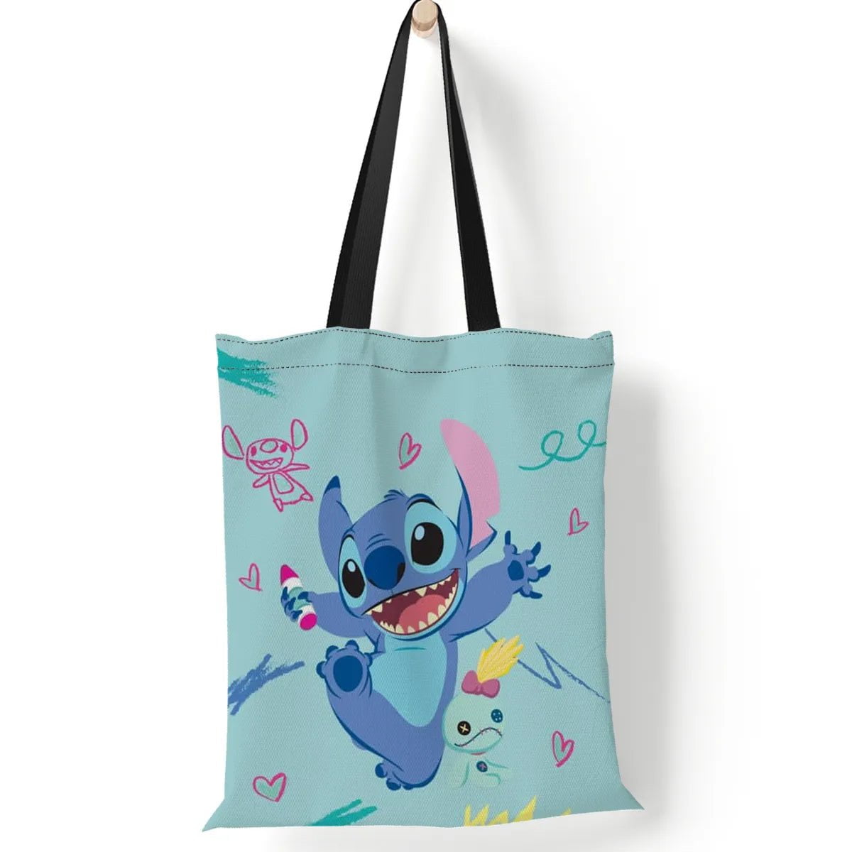 Storazone 13-35x40cm Disney Stitch Tote Bags Anime Lilo and Stitch Women's Canvas Handbags 35x40cm Large Capacity Shopping Bags Girls Gifts