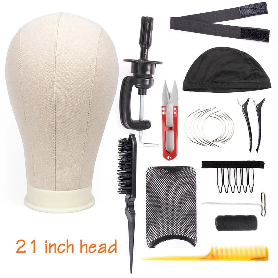 Storazone 13pcs tou 21inches / CHINA Alileader Training Mannequin Head Canvas Block Head Display Styling Mannequin Manikin Head Wig Stand Free Get T Needle Holder