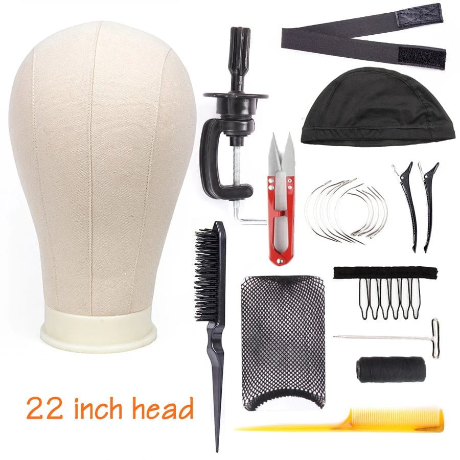 Storazone 13pcs tou 22inches / CHINA Alileader Training Mannequin Head Canvas Block Head Display Styling Mannequin Manikin Head Wig Stand Free Get T Needle Holder