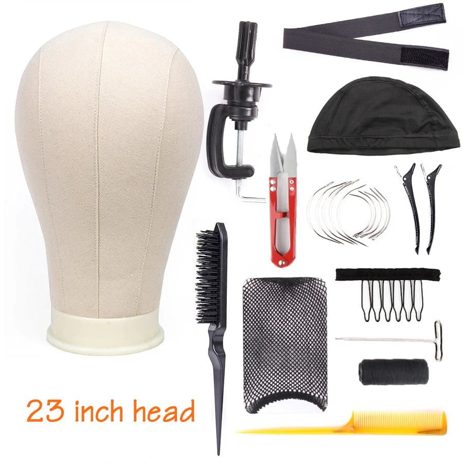 Storazone 13pcs tou 23inches / CHINA Alileader Training Mannequin Head Canvas Block Head Display Styling Mannequin Manikin Head Wig Stand Free Get T Needle Holder