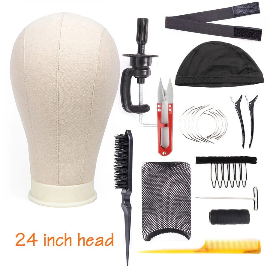 Storazone 13pcs tou 24inches / CHINA Alileader Training Mannequin Head Canvas Block Head Display Styling Mannequin Manikin Head Wig Stand Free Get T Needle Holder