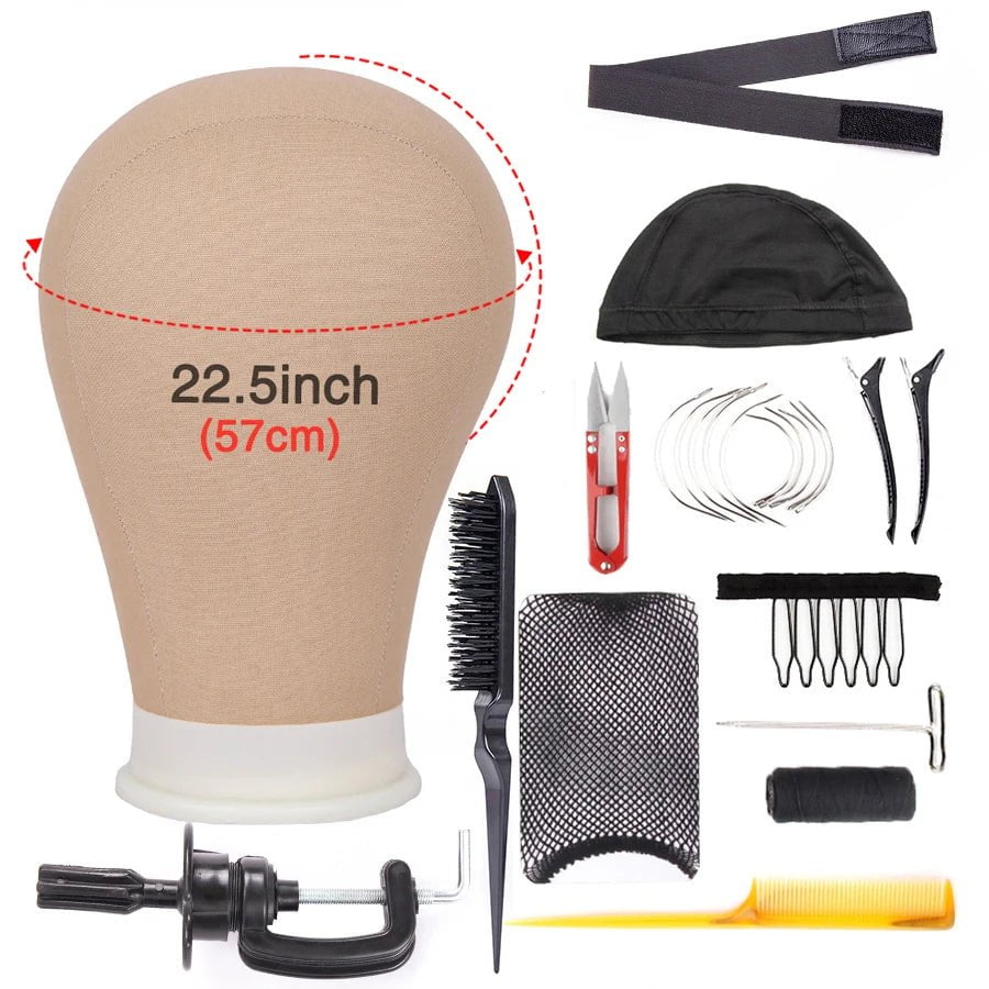 Storazone 13pcs22.5inch xin / CHINA Alileader Training Mannequin Head Canvas Block Head Display Styling Mannequin Manikin Head Wig Stand Free Get T Needle Holder