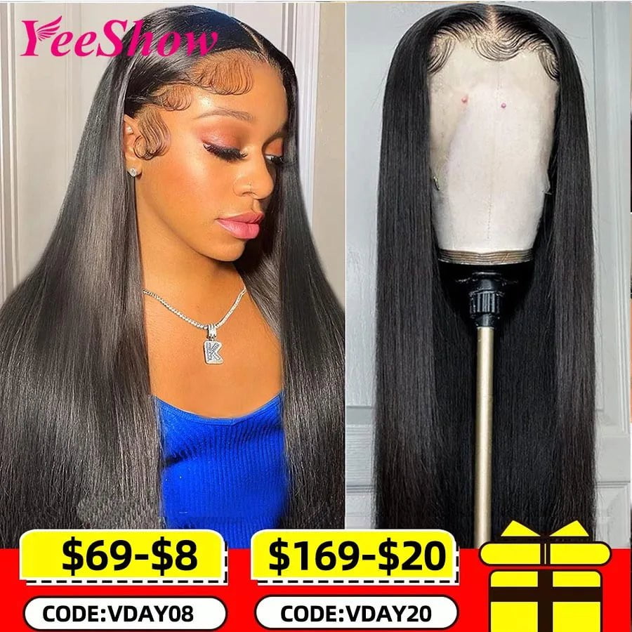 Storazone 13x4 HD Frontal Wig / United States / 18inches | 180% | 3-5 working days 32 Inch Straight Lace Front Wig 13x4 Human Hair Wigs For Women Peruvian Human Hair Remy Transparent HD 13x6 Lace Frontal Wigs