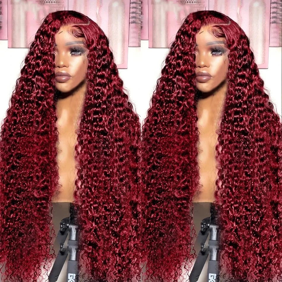Storazone 13x4 Lace Front Wig / CHINA / 12inches | 180 Density Curly Burgundy 13x6 HD Lace Frontal Wig Human Hair Brazilian 99J Red Colored Deep Wave 13x4 Lace Front Human Hair Wigs For Women