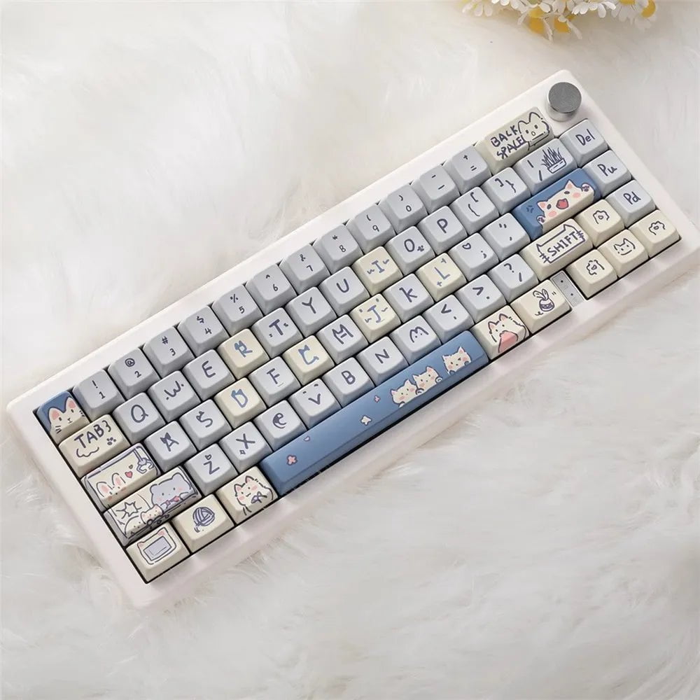 Storazone 148/66 Keys MDA Profile Cute Animal Theme Keycaps For Mechanical Gaming Keyboard Mx Switch PBT Five-sided Sublimation Key Caps