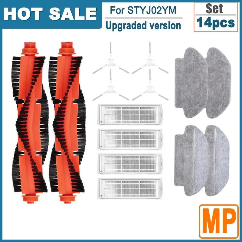 Storazone 14pcs white Filter For Xiaomi Mijia Robot Vacuum Mop 2S 3C Mi Robot Vacuum Mop P Accessories Mop Cloths Main Side Brush XMSTJQR2S STYJ02YM