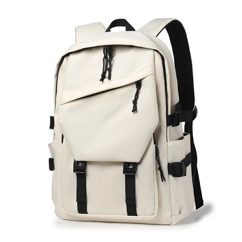 Storazone 15 inch / Beige One 15 Inch Polyester Waterproof Solid Color Simple Men's Backpack Fashion Couple Student Computer Backpack