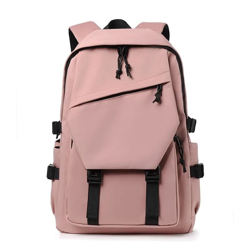 Storazone 15 inch / Pink One 15 Inch Polyester Waterproof Solid Color Simple Men's Backpack Fashion Couple Student Computer Backpack