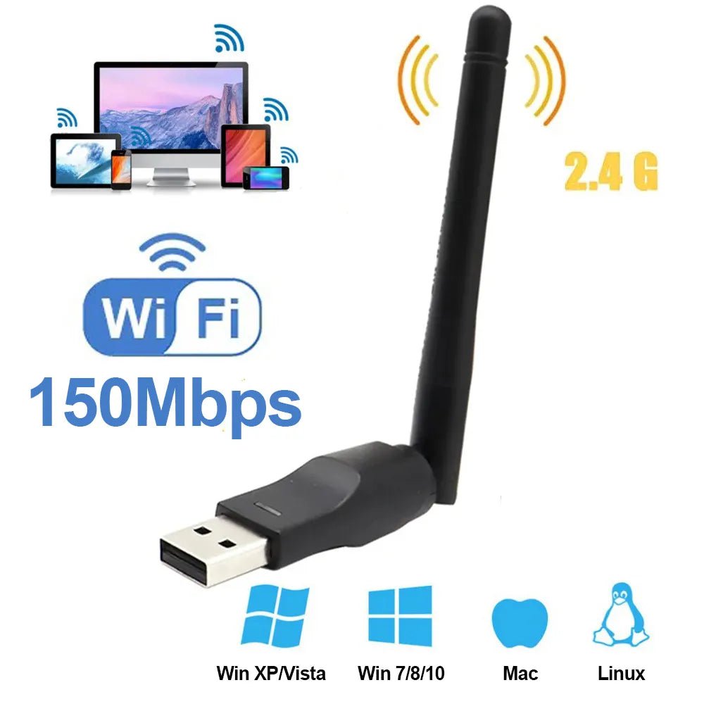 Storazone 150Mbps MT7601 Mini USB WiFi Adapter 2.4GHz Wireless Network Card 802.11 b /g/n WiFi Receiver LAN Dongle For Set Top Box RTL8188